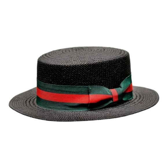MEN'S BRUNO CAPELO BOATER  STRAW FLAT 2.25" BRIM SKIMMER. BC-641. - Picture 2 of 9
